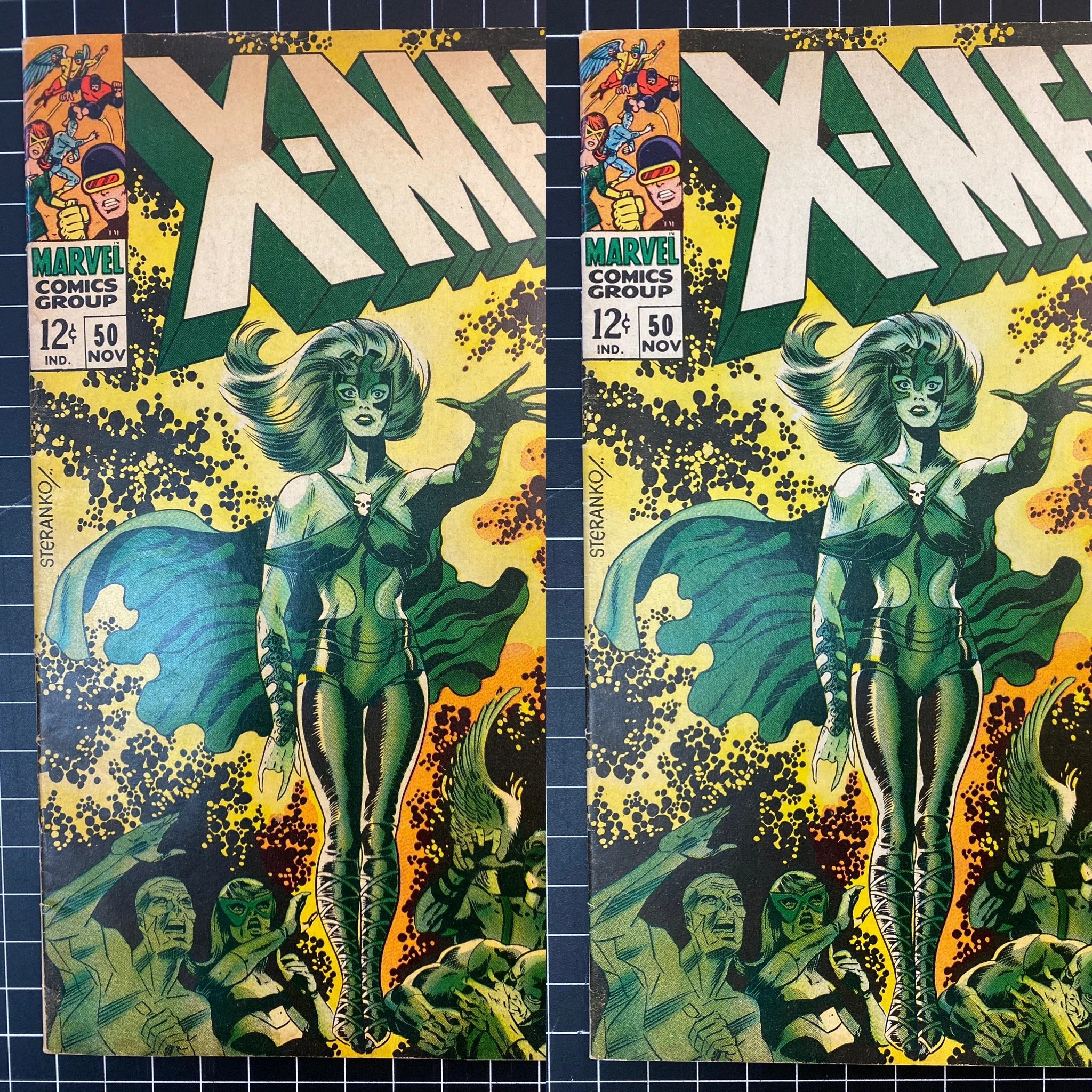 Comic book page whitening, stain removal, foxing removal, tanning